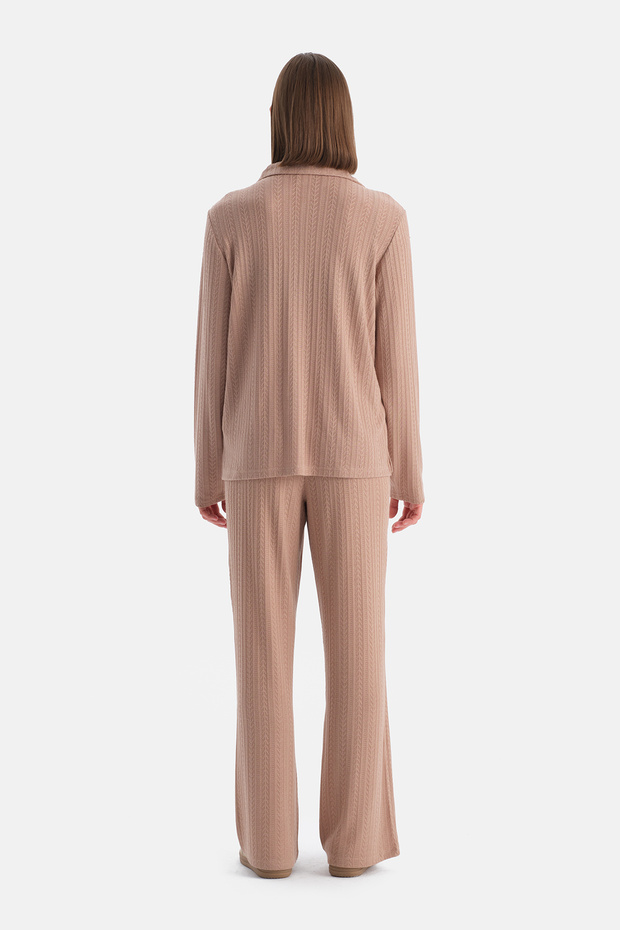 Bej Örgü Detaylı Gömlek - 2