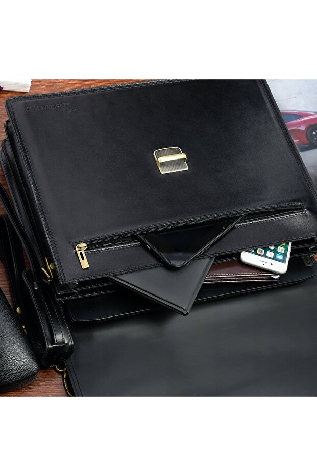 Men's leather briefcase premium document folder - 2