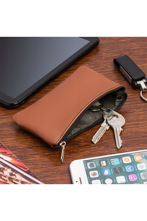 KEY CASE large two-compartment key case flat long spacious wallet - 3