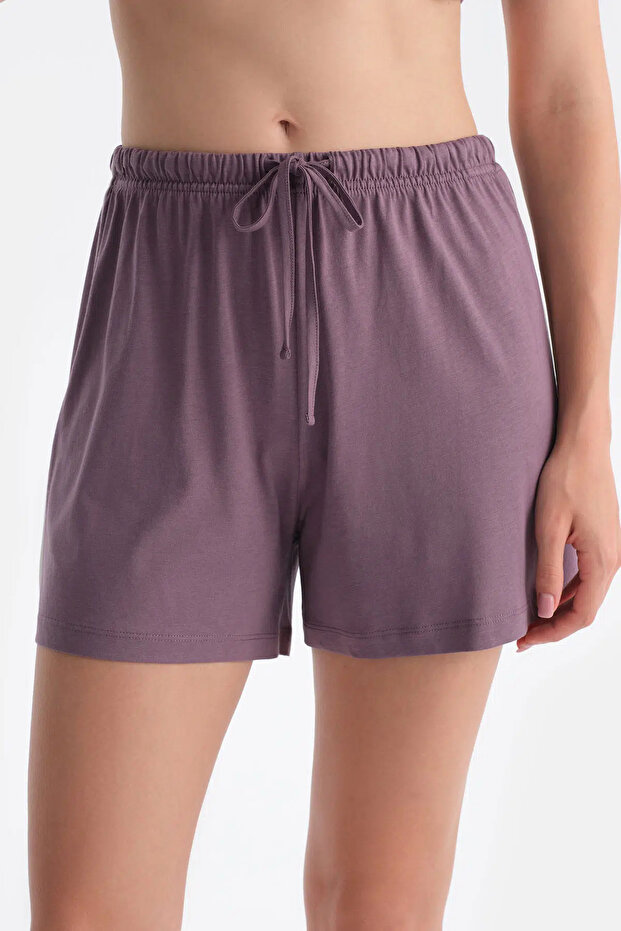 Mürdüm Kalın Askılı Pamuk Modal Atlet Şort Takım - 6