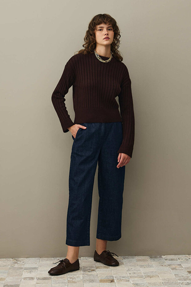 Fitilli Basic Crop Kazak Mürdüm - 1