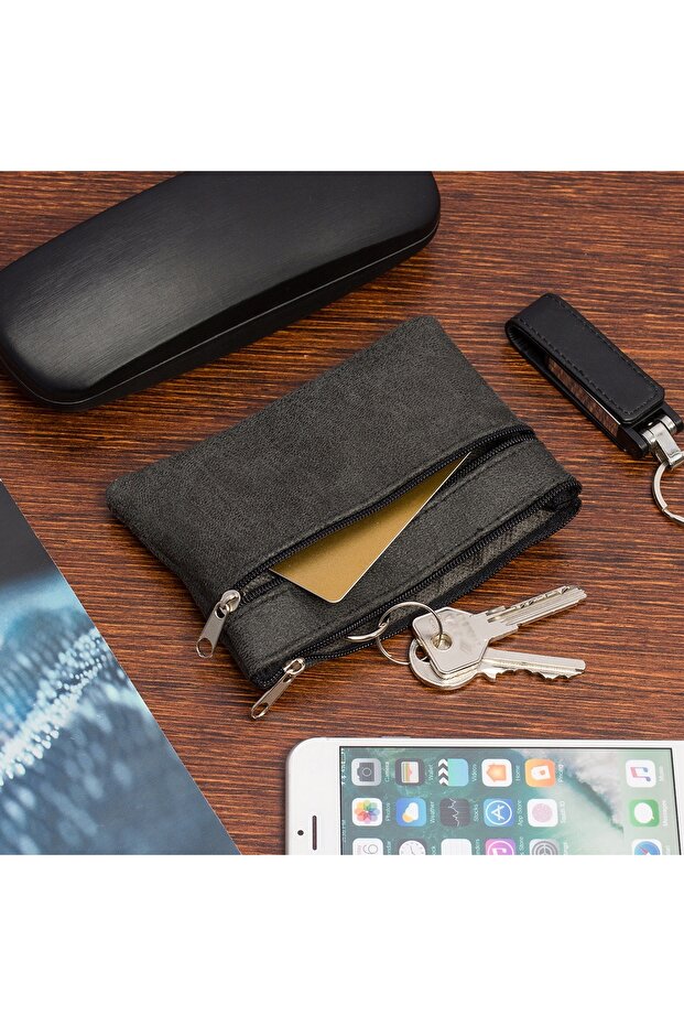 KEY CASE large three-compartment key case flat long spacious wallet - 2