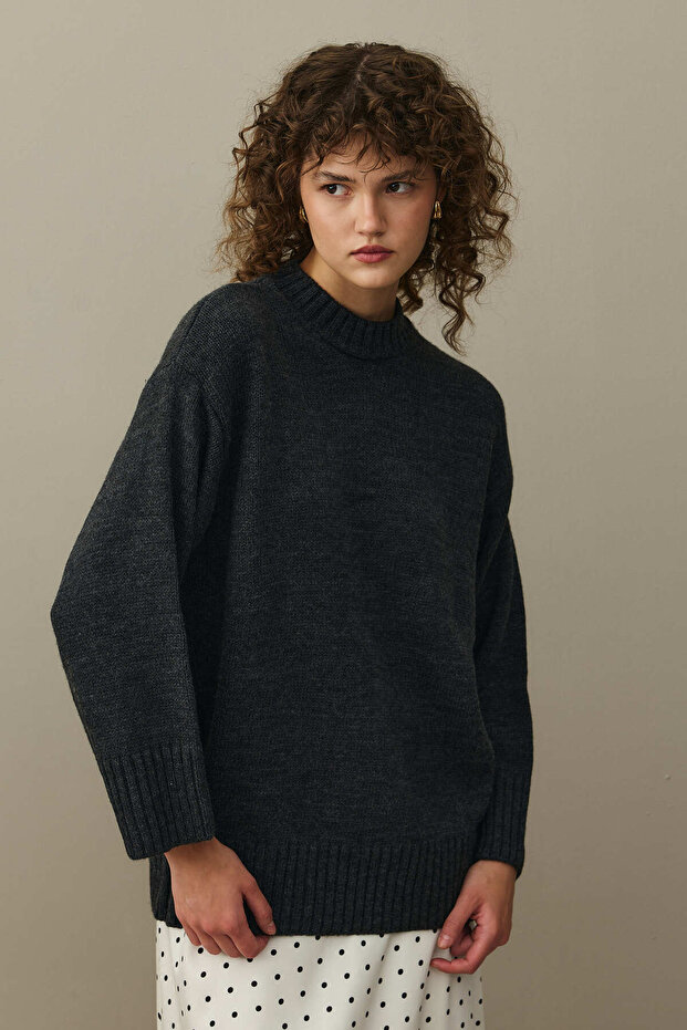 Oversize Örme Kazak Antrasit - 3