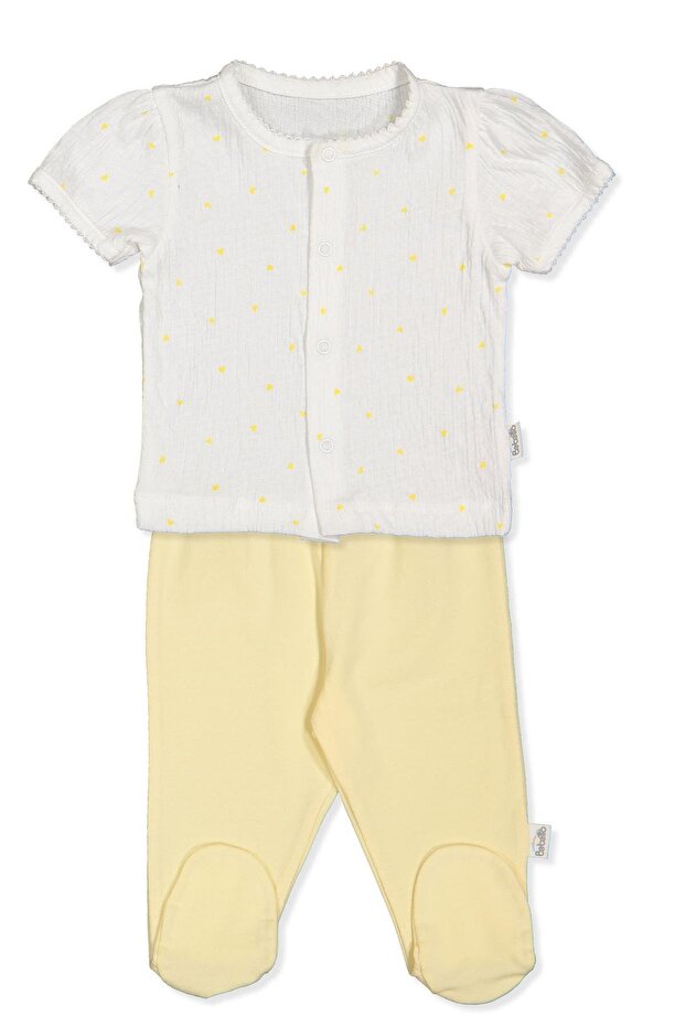 Supreme Pajama Set with Shorts 2 Pieces (Mini Heart) Yellow