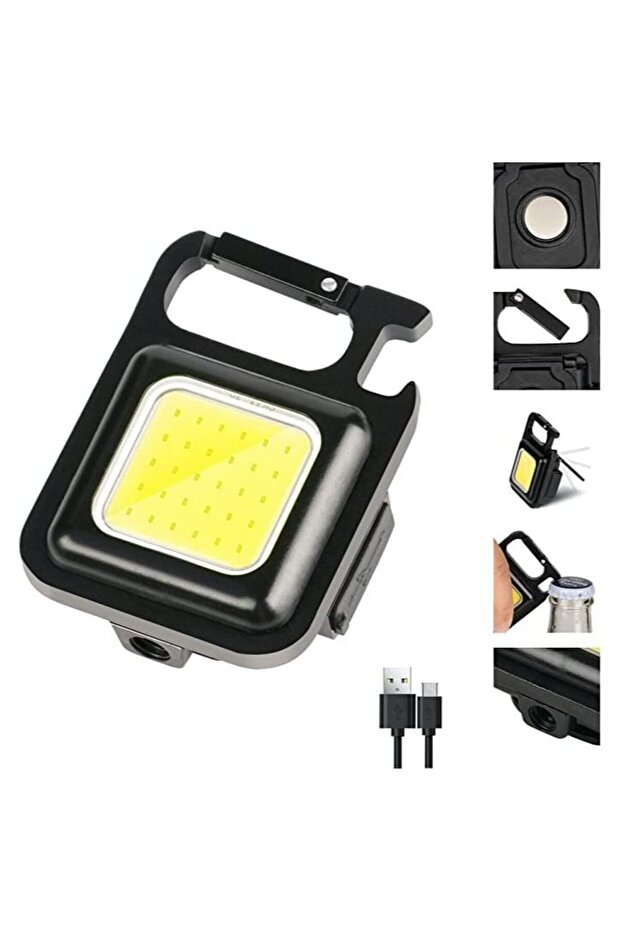Key Chain LED Light 800 Lumens COB Rechargeable Keychain Mini Flashlight 4 Light Modes Portable