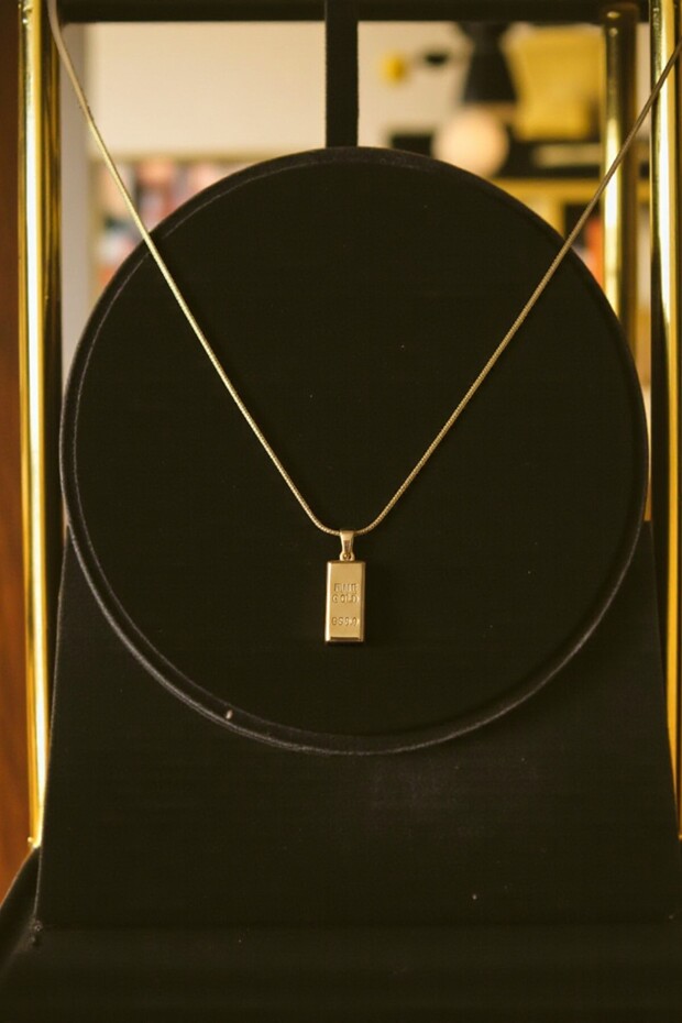 Külçe Altın Model Çelik Kolye - 2