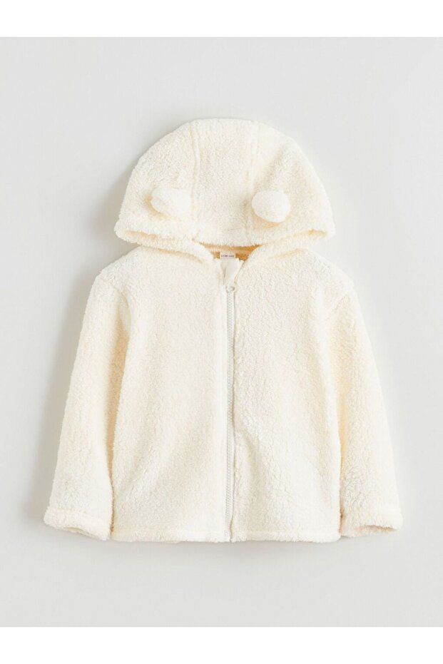 LCW baby Kapüşonlu Basic Kız Bebek Pelüş Hırka - 1