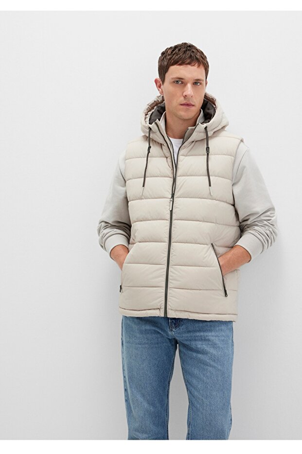 kapüşonlu regular fit şişme yelek - 1