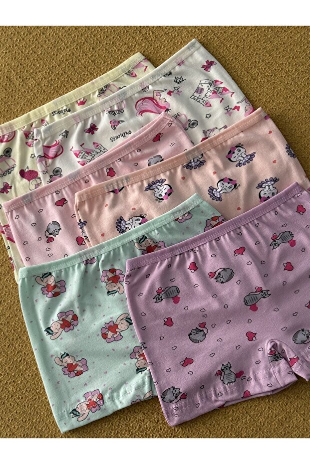 Empri̇me Combed Cotton Fabric 6 Piece Girls Boxer