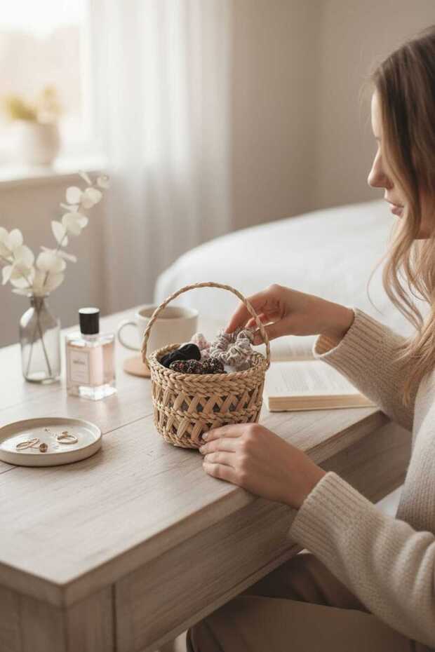 Emma Mini Wicker Basket (Gift / for Special Occasions / Accessory and Organizer)