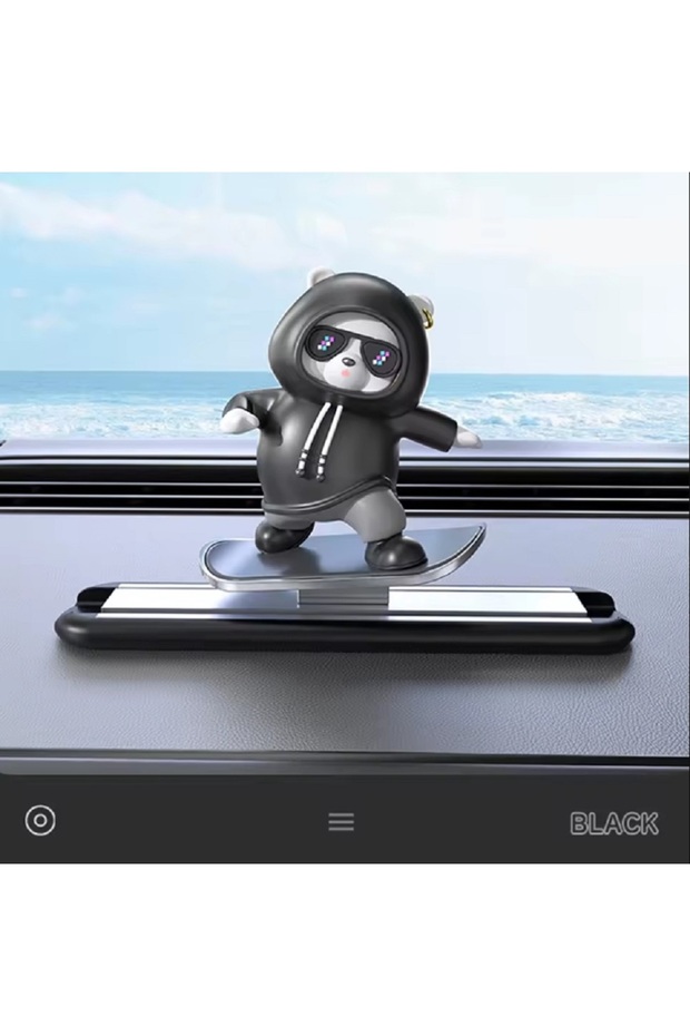 New Dashboard Car Decorations Skateboard Bear Magnetic Parking Number Plate Creative Car Cartoon