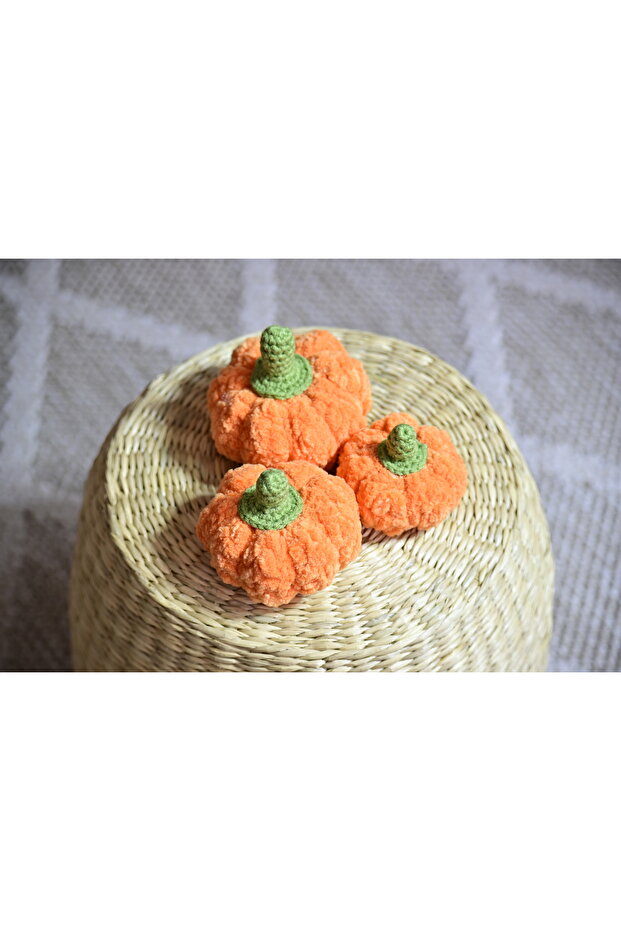 3'lü Balkabağı Dekor Örgü - 3