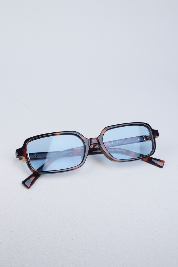 Mino Minimal Rectangular Sunglasses - Leopard Blue - 2