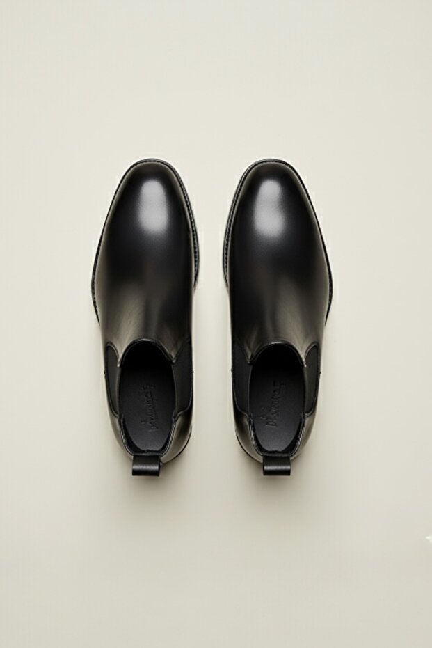 %100 Hakiki Deri Siyah Erkek Kışlık Bot Kauçuk Taban - 5