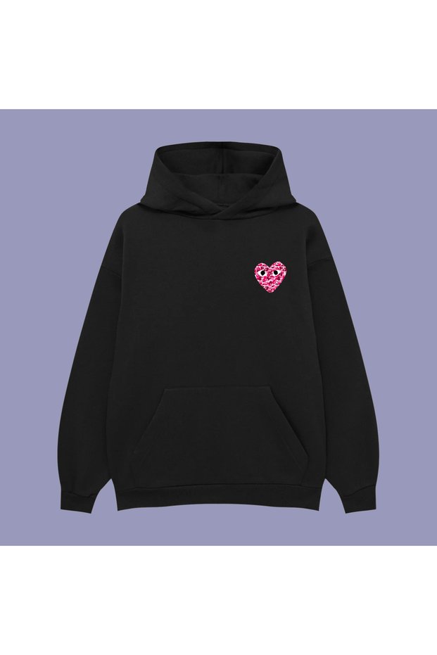 Comme De Garçons X Bape Unisex Oversize Black Cotton Hooded Printed Sweatshirt Hoodie