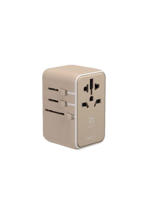 T35L 35W Universal Travel Adapter With Built-In USB-C Cable - Gold Colored