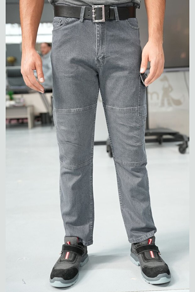 İş Pantolonu Kot Kumaş Titan Flex Model Gri - 1