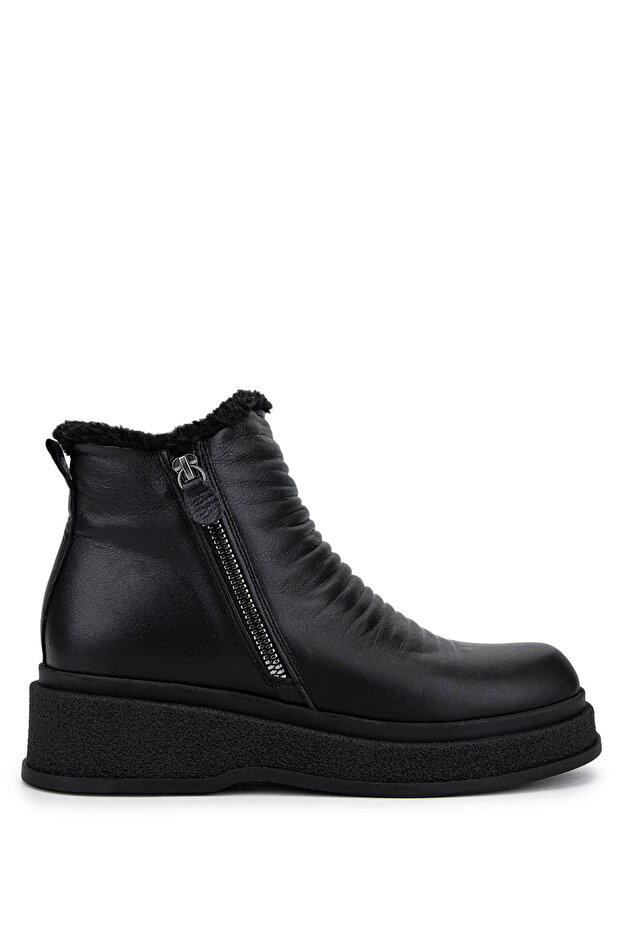 Women's Genuine Leather Black Leather Casual Boots