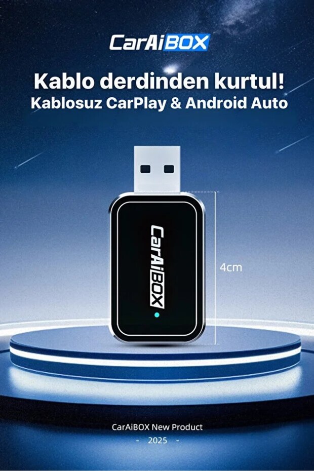 Kablosuz CarPlay & Android Auto Dönüştürücü Kit 2in1 Adaptör (USB - TYPE-C) Küçük Tasarım - 4