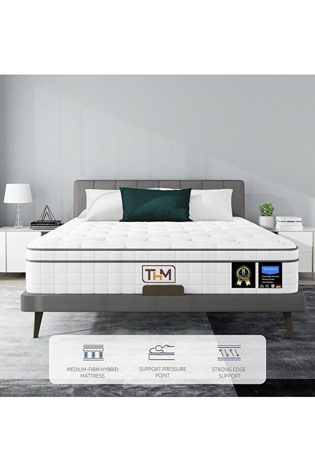 Home Mart Hybrid 20 cm Pocket Spring Mattress with Memory Foam Gel, Motion Isolation & Pressure Reli