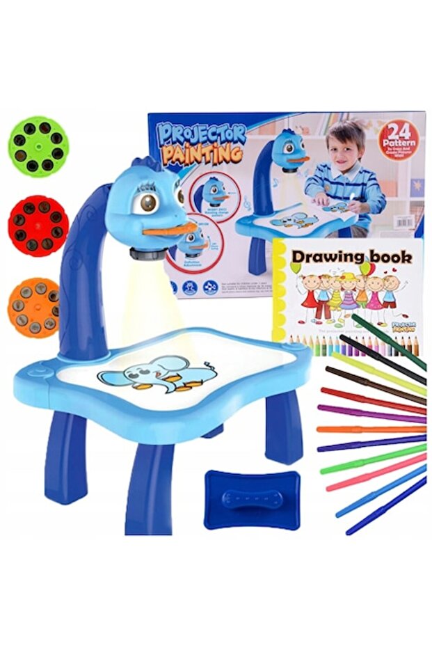 Drawing set with table, projector + accessories, Plastic, Multicolor, 3+ - 1