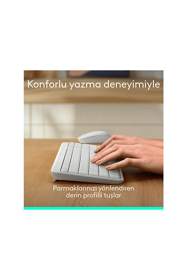 MK250 Kablosuz Bluetooth Kablosuz Klavye ve Mouse Seti Beyaz - 4