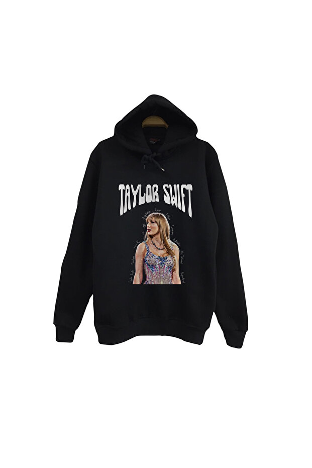 Taylor Swift Printed Unisex 100% Cotton Black Hooded Sweatshirt