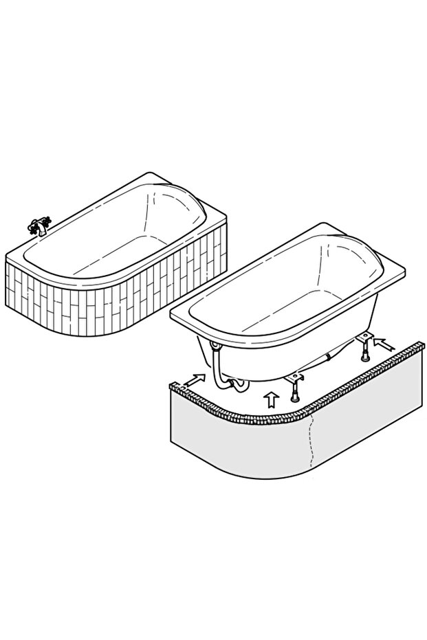Styrofoam casing for semicircular corner bathtubs - 4