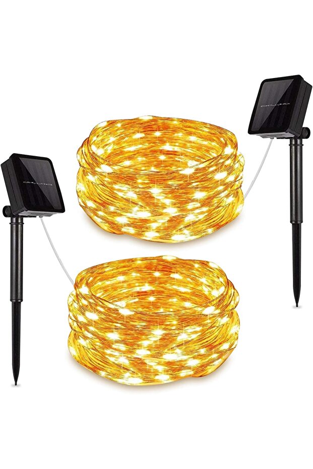 Solar String Lights, 2 Pack 120 LED Waterproof Fairy Lights 12M 8 Modes Solar Powered Copper