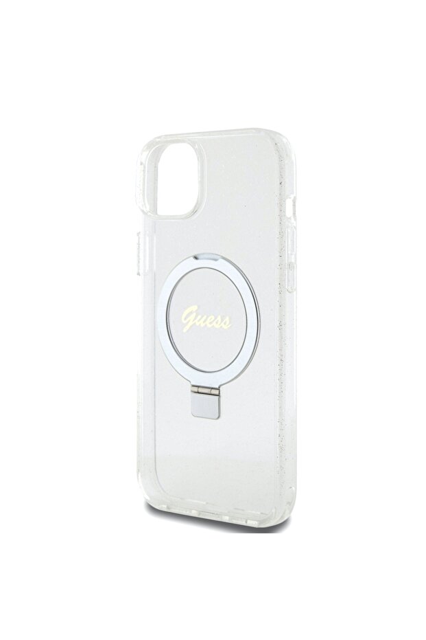 Case for IPhone 15 Plus, Ring Stand Script Glitter - Transparent - 5