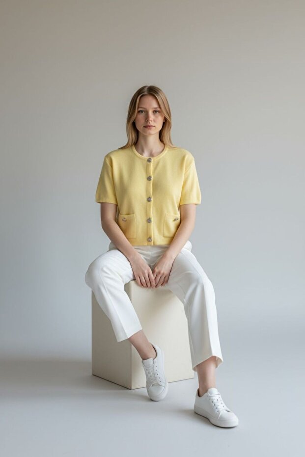 Short Sleeve Crop Cardigan