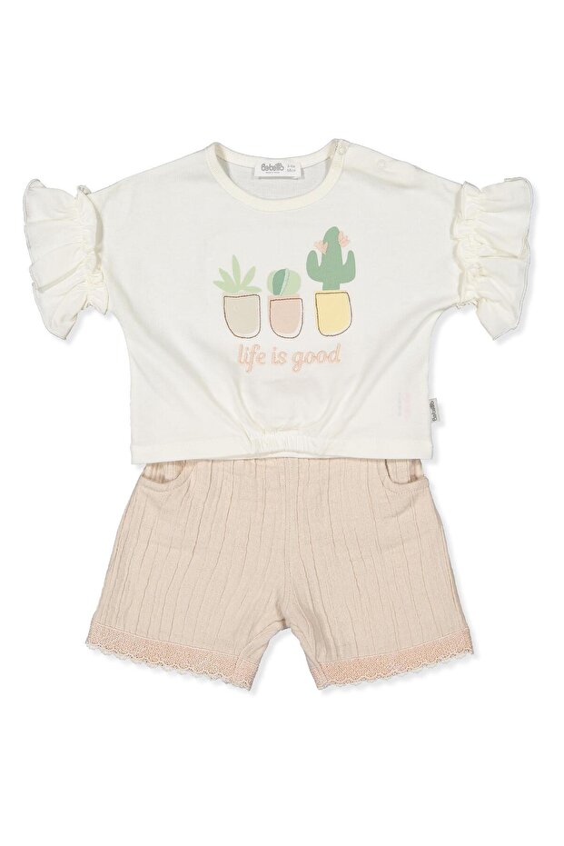 Woven Shorts 2-Piece Set (Classy Girl) Beige