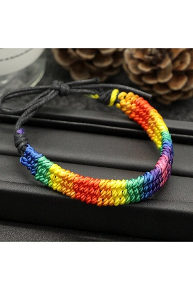 RAINBOW BRACELET ON A STRING RAINBOW LGBT STRING UNISEX - 2