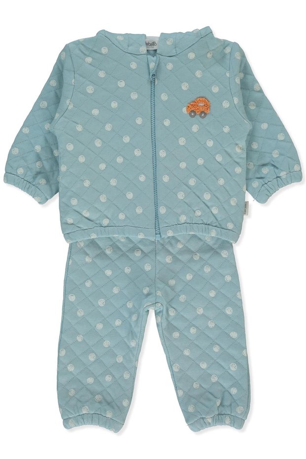 Quilted Hooded Cardigan 2-Piece Set (Teddy) Petrol Green