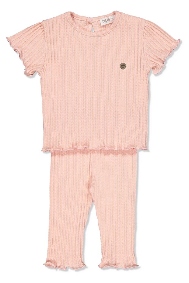 Jakarli Ribbed Knit Pants 2-Piece Set (Fun Garden) Pink