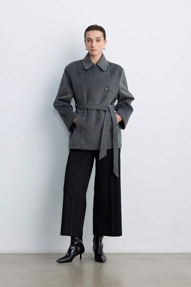 SİYAH KISA STRAIGHT FIT PANTOLON - 5