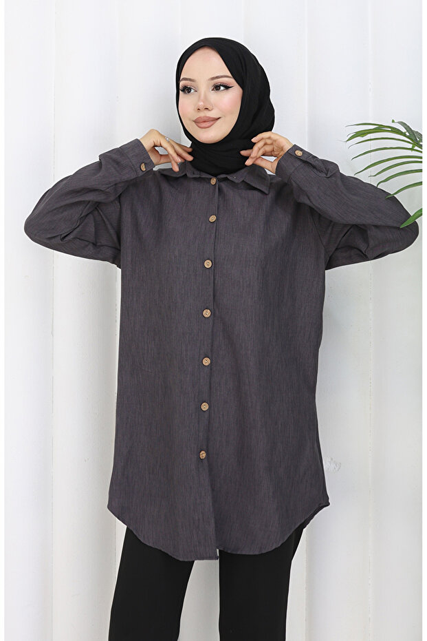 Buttoned Tunic 0147-07 Anthracite - 4