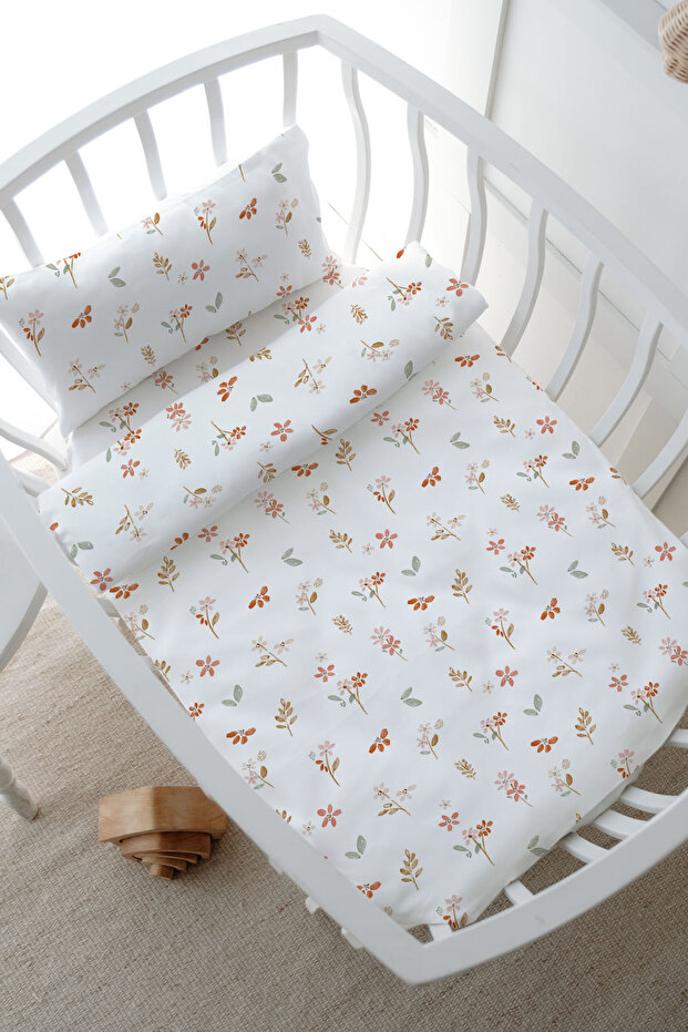 Park Crib Bedding Set (80X120) - Pureline Series - Soft Bloom