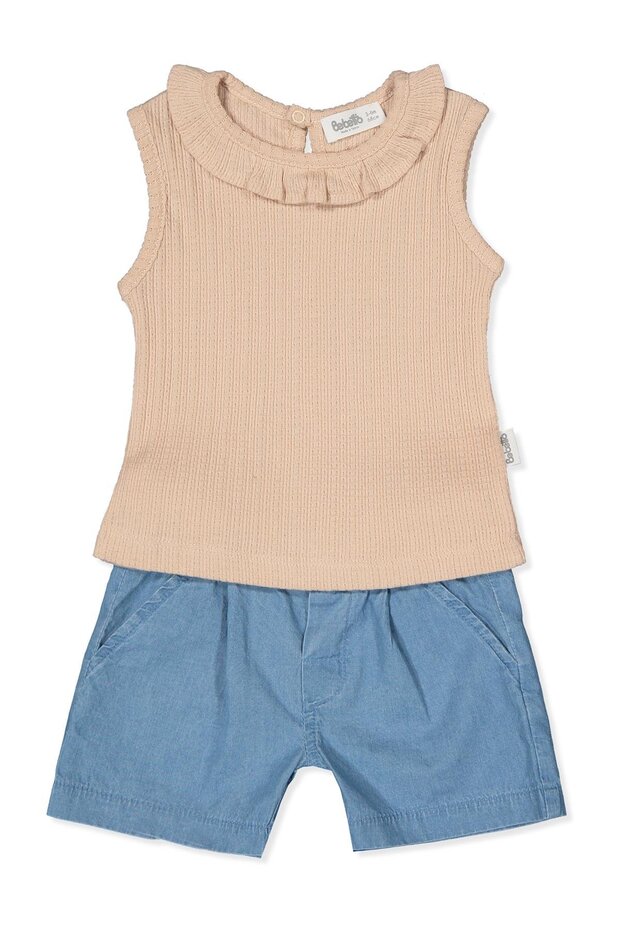 Tencl Shorts 2-Piece Set (Tiny Flowers) Beige