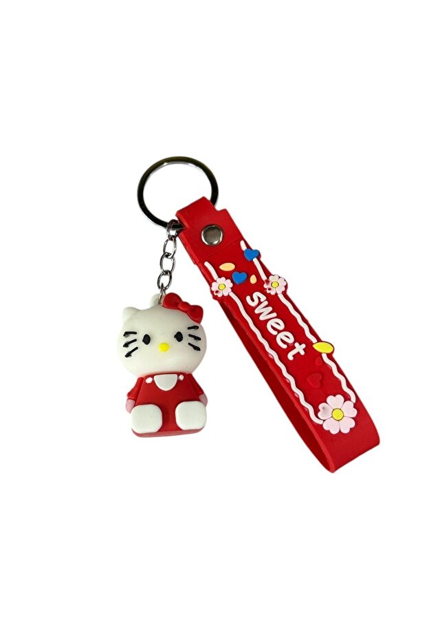 Colorful Silicone Keychains-Red Hello Kitty