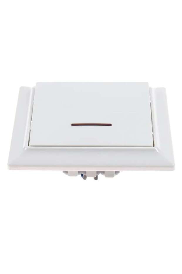 Soft simple switch with indicator light, recessed, white, 10A, 86x86 mm - 2