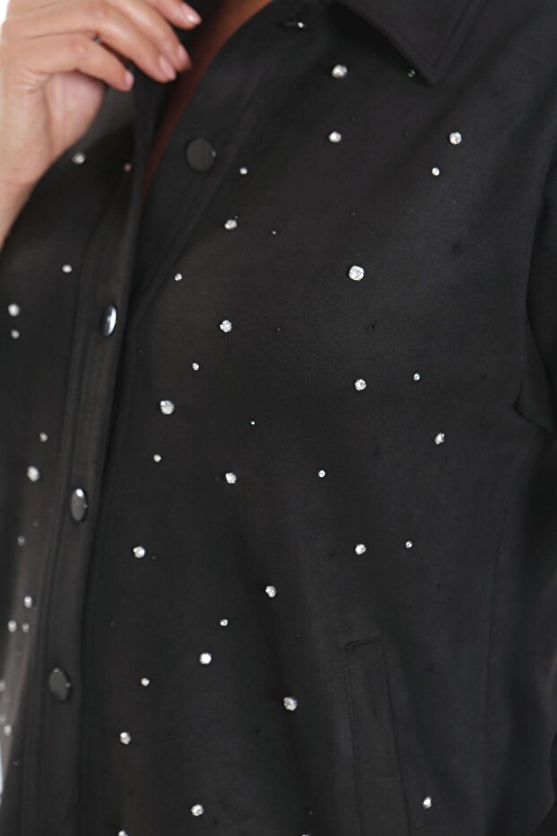 سترة تريند42بلس كبيرة الحجم من جلد الغزال الأسود من بيجيولو - 6