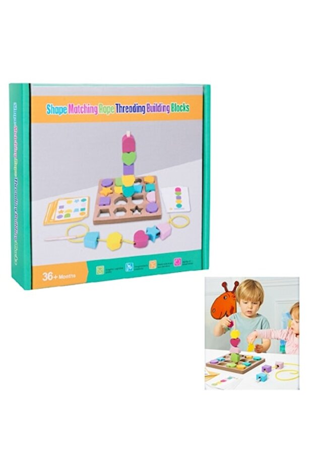 Game for sorting geometric shapes, stringing, copying patterns, learning colors - 1