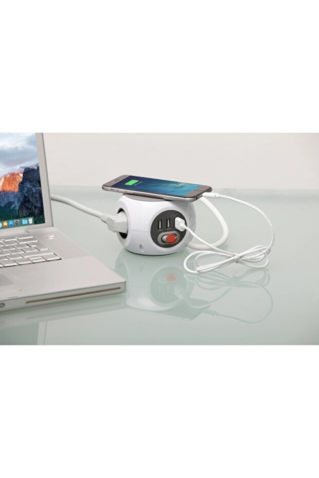 Extension cord 3 sockets + 3 USB, 3680W, 3 x 1.5 mmp, protection contact, switch - 2