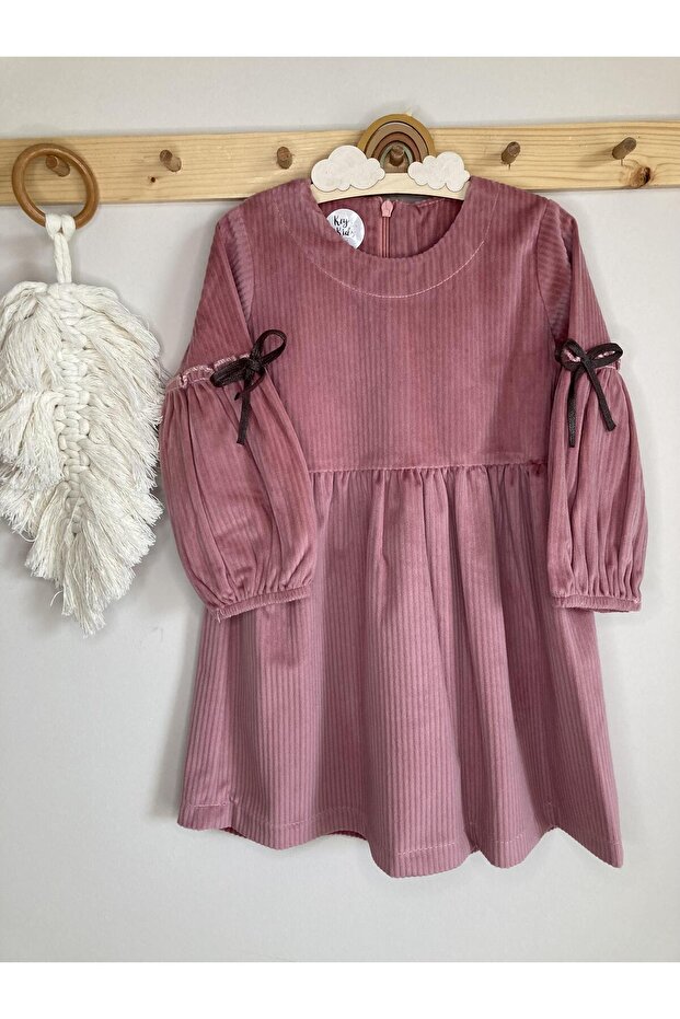 Corded Fabric Dried Rose 4-5 Years Old Velvet Dress