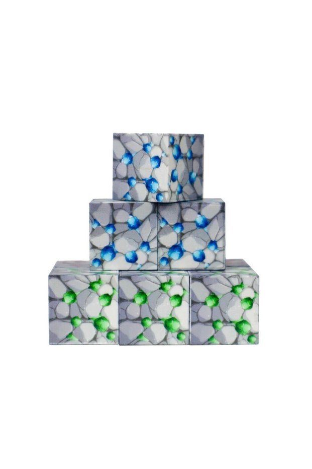 Megacraft Magnetic Colored 9 Piece Mine Blocks - Blue / Green / Grey