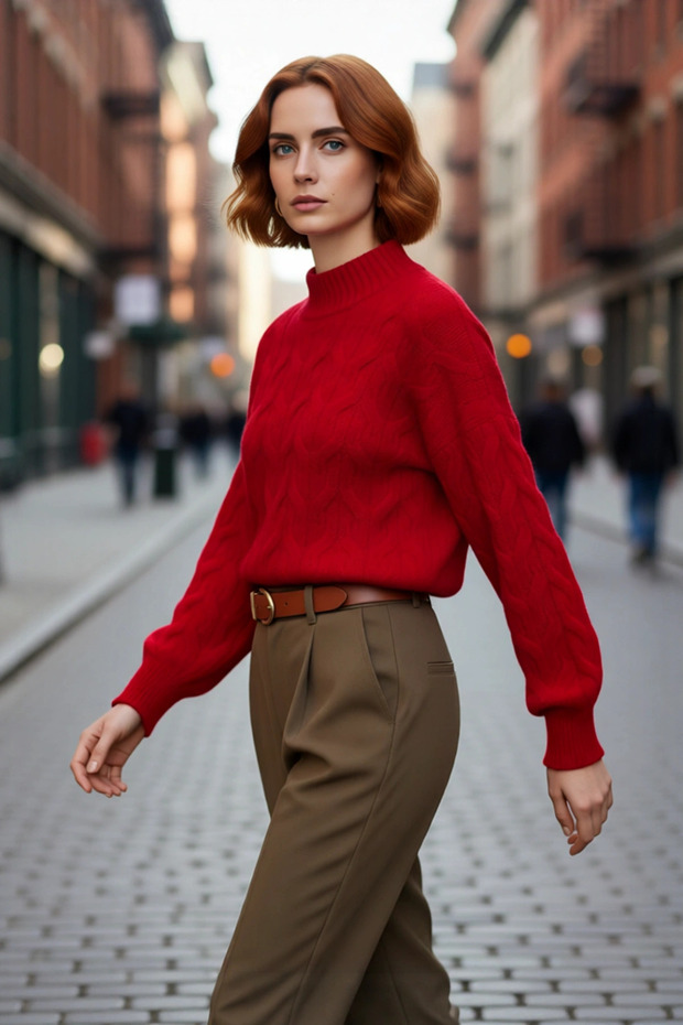 Women's Oversized Hair Knit Stand-Up Collar Knitwear Crop Sweater Comfortable and Stylish Design for Winter Days