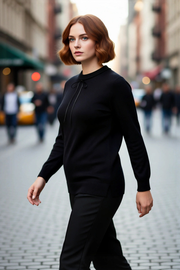 Women's Lace Collar Ribbon Bow Detail Black Regular Acrylic Knitwear Sweater Stylish Suitable for Daily Style