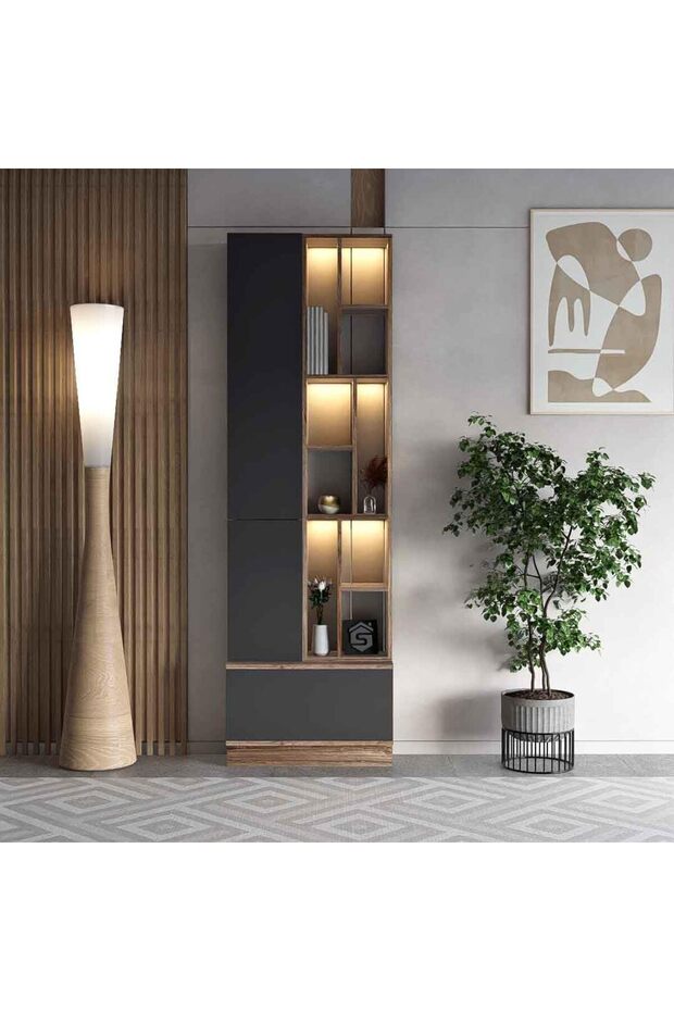 دولاب ديكور شامل الإضاءة موديل 61 120x60x40 بني