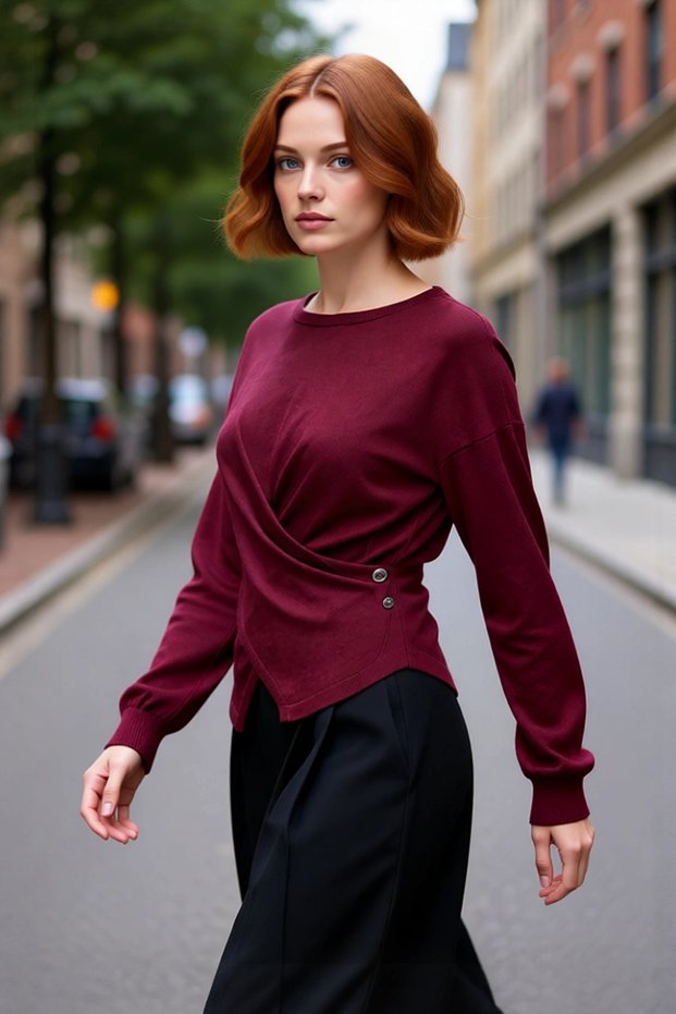 Fitted Cotton-Acrylic Blend Knitwear Sweater with Tie Detail for Women Offers Winter Chic
